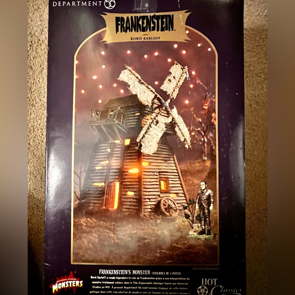 Dept 56 Halloween Frankenstein's Monster Windmill and Frankenstein set